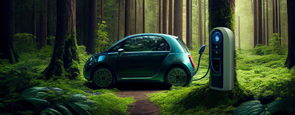 Electric car, green energy concept