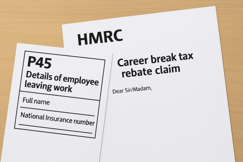 P45 form and HMRC letter for career break tax rebate claim